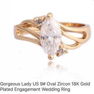 Nice size 8-3/4 gold plated zircon engagement ring